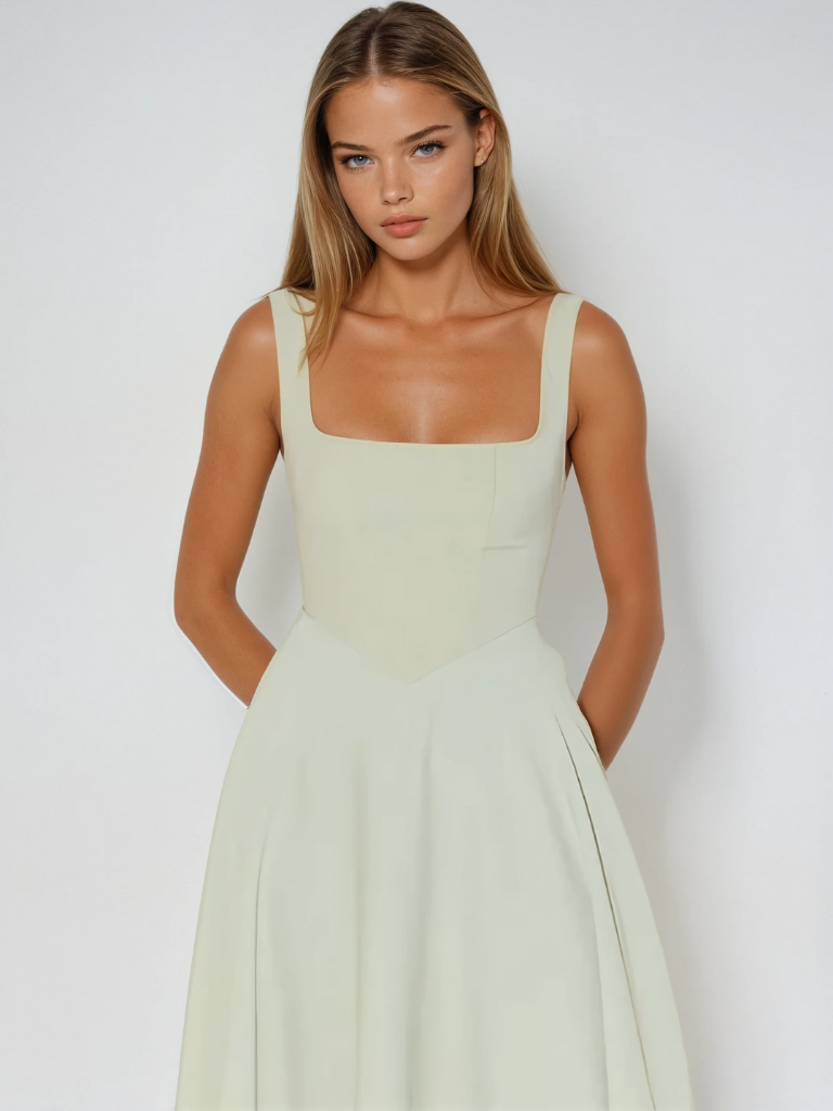 Winter - Elegant Solid Sleeveless A-Line Midi Dress