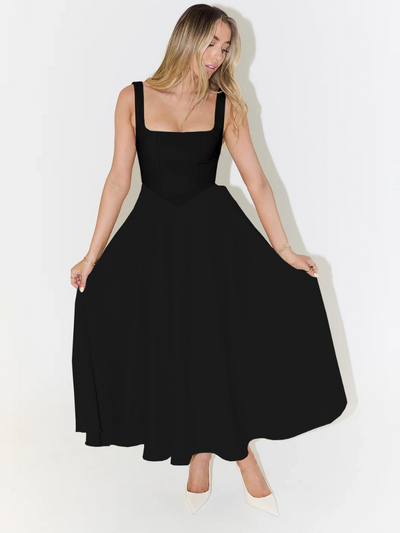 Winter - Elegant Solid Sleeveless A-Line Midi Dress
