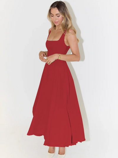 Winter - Elegant Solid Sleeveless A-Line Midi Dress