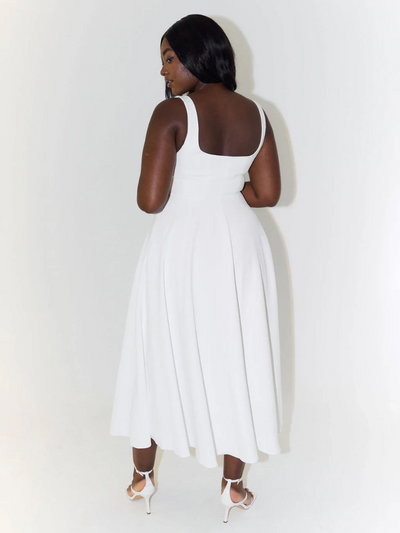 Winter - Elegant Solid Sleeveless A-Line Midi Dress
