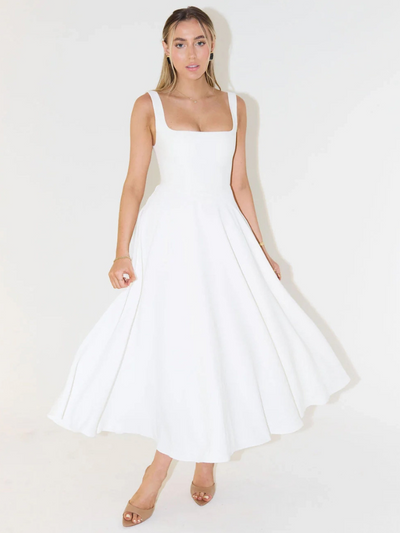 Winter - Elegant Solid Sleeveless A-Line Midi Dress