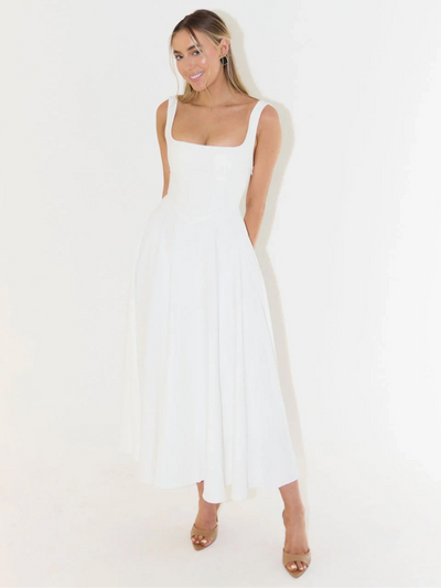 Winter - Elegant Solid Sleeveless A-Line Midi Dress