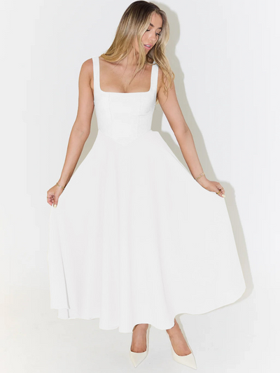 Winter - Elegant Solid Sleeveless A-Line Midi Dress