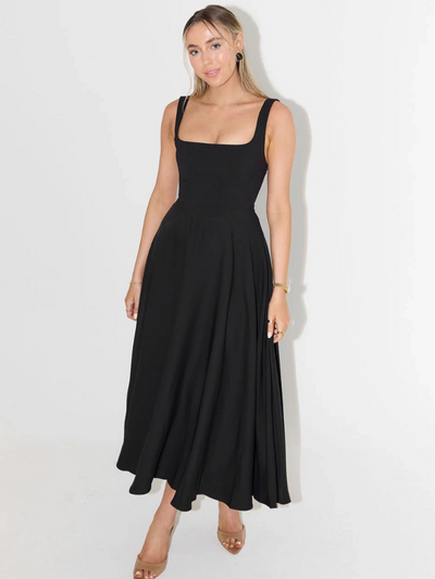 Winter - Elegant Solid Sleeveless A-Line Midi Dress