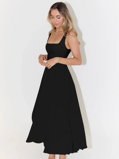 Winter - Elegant Solid Sleeveless A-Line Midi Dress