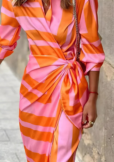 Abigail – Printed Waist-Cinching Shirt Dress