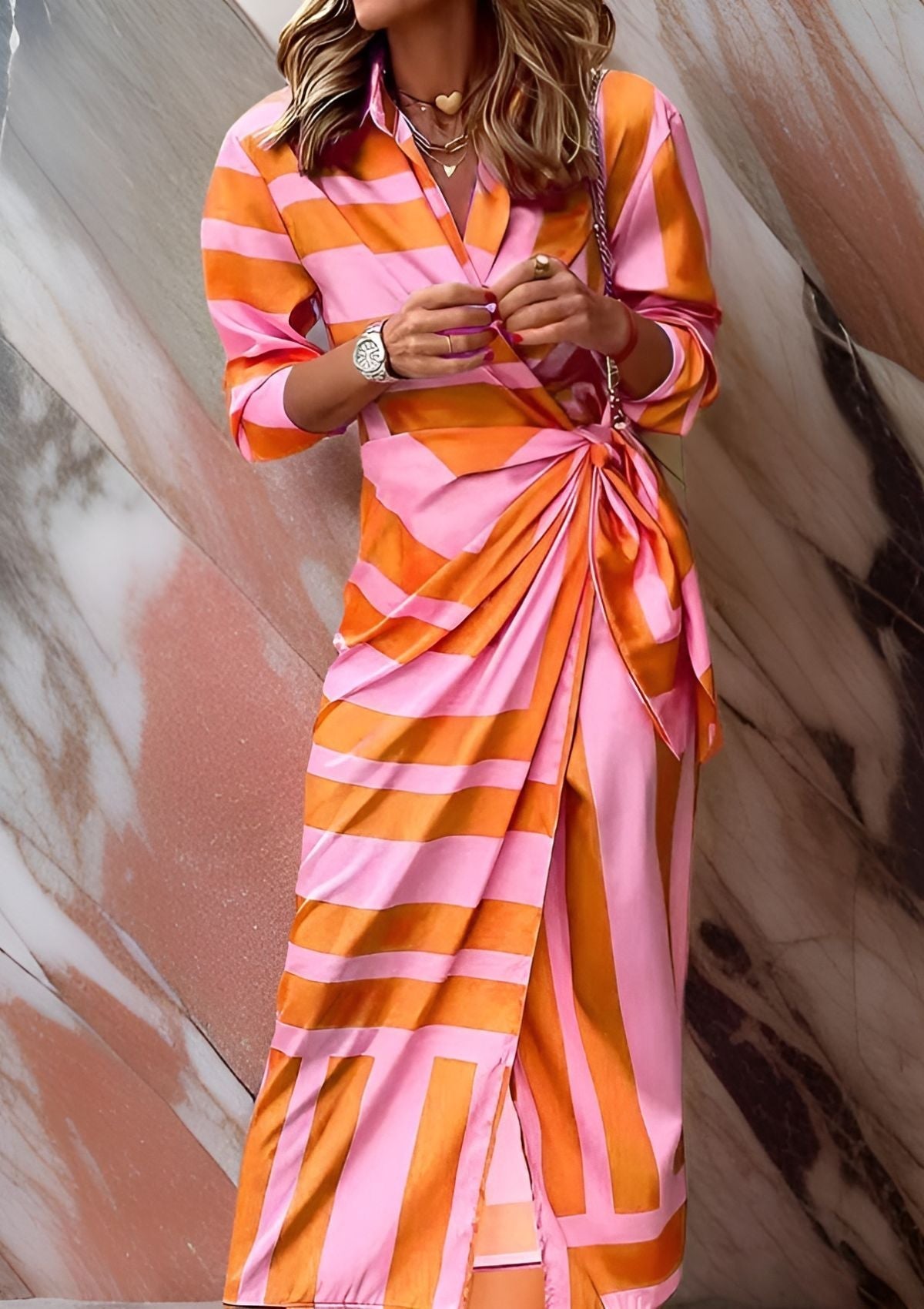 Abigail – Printed Waist-Cinching Shirt Dress