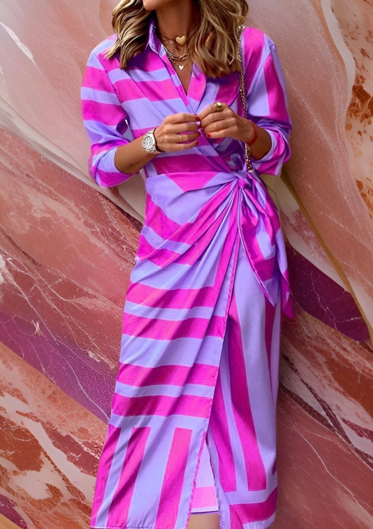 Abigail – Printed Waist-Cinching Shirt Dress