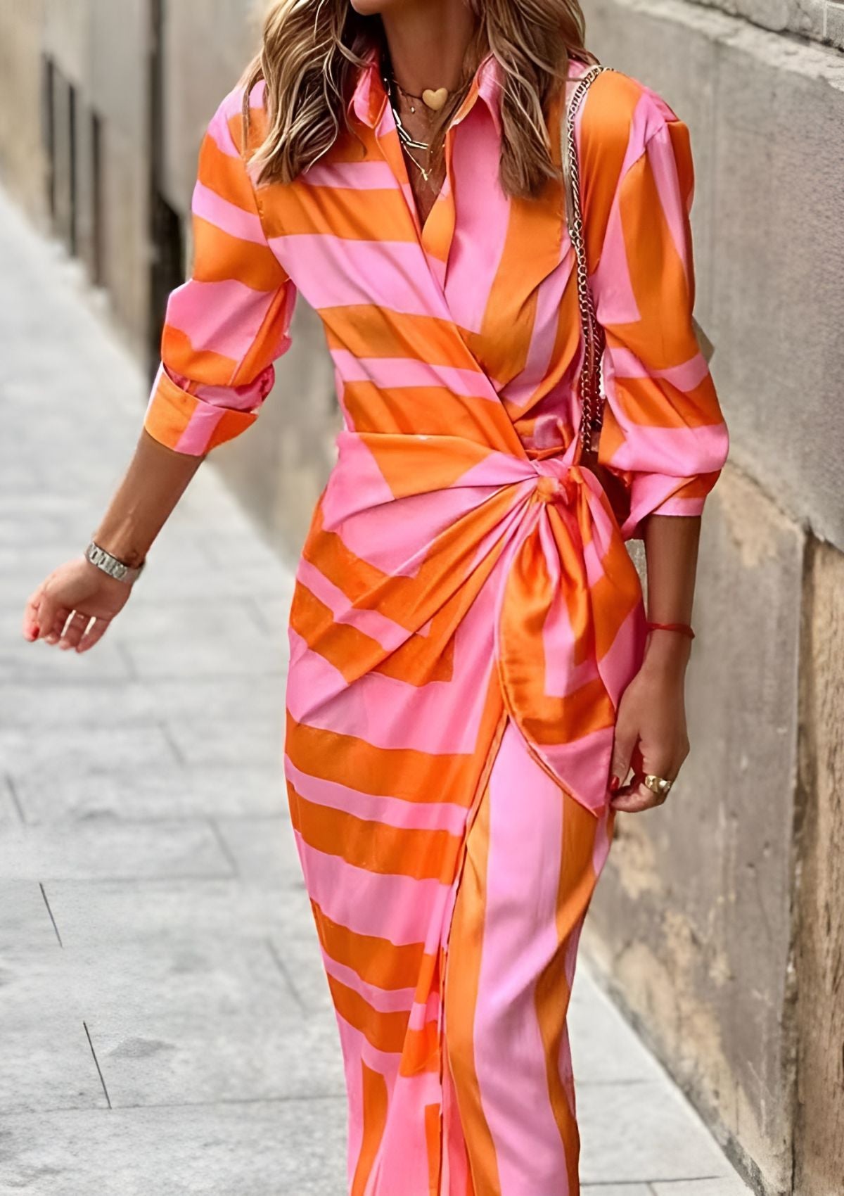 Abigail – Printed Waist-Cinching Shirt Dress