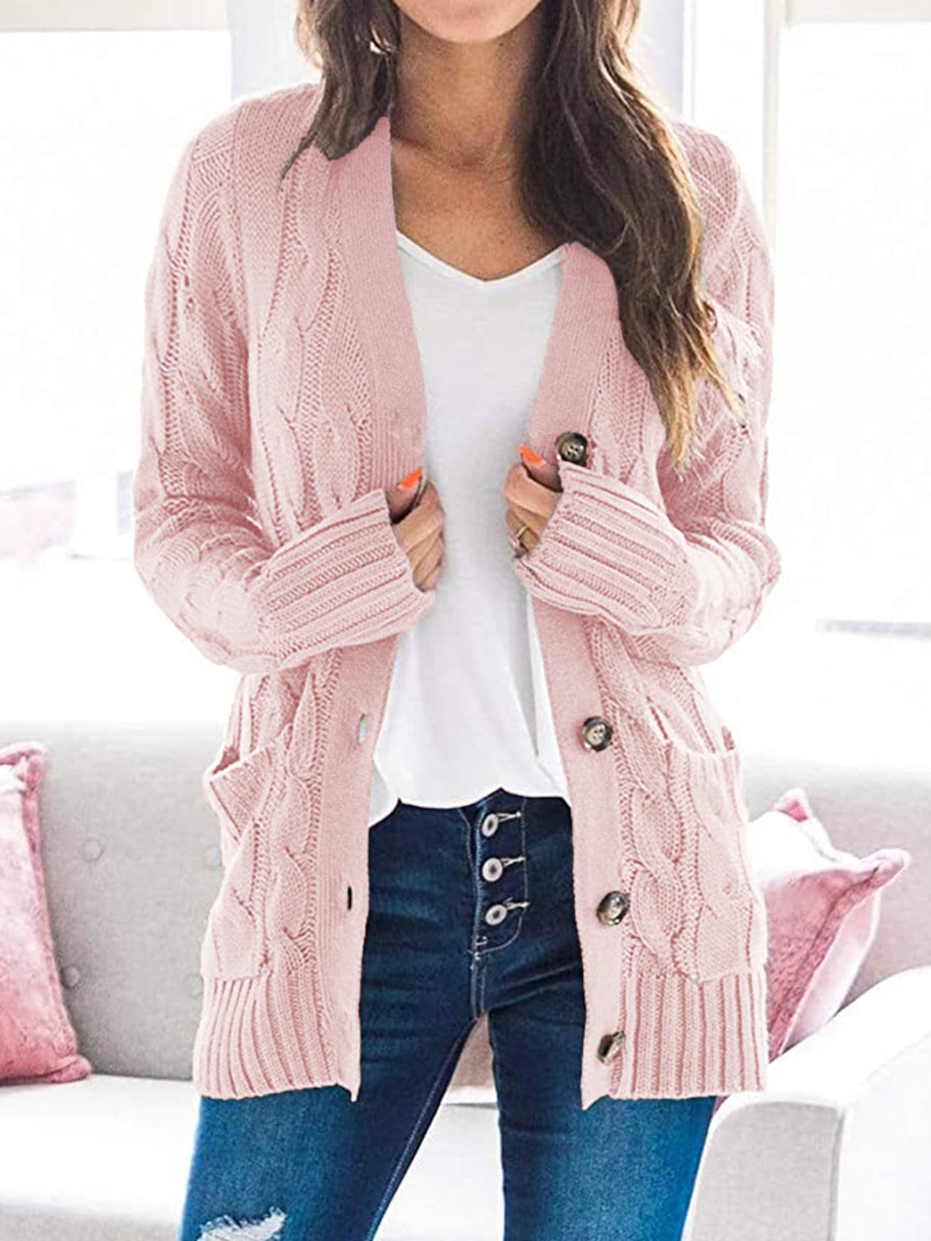 Long sleeve knitted sweater for women