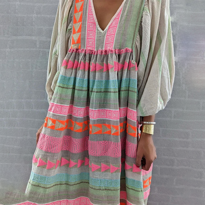 Tessa - Vintage V-Neck Puff Sleeve Long Sundress
