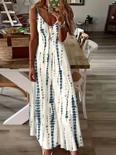 Olivia - Women's V-Neck Tie-Dye Maxi Dress