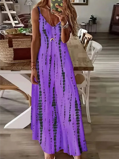Olivia - Women's V-Neck Tie-Dye Maxi Dress