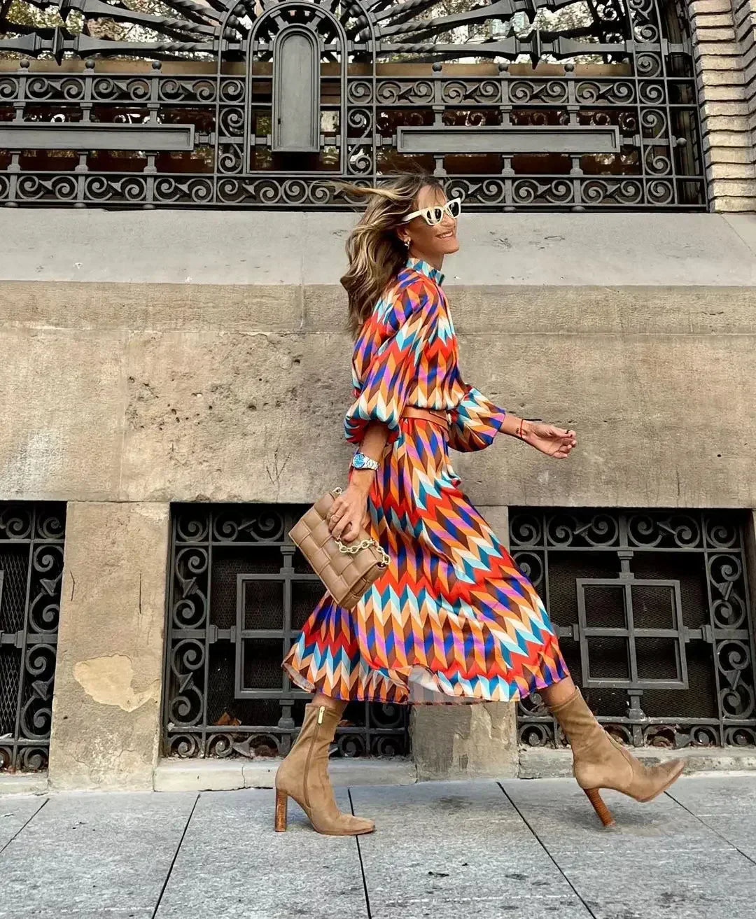Lydia - Geometric Prints Long Party Dress