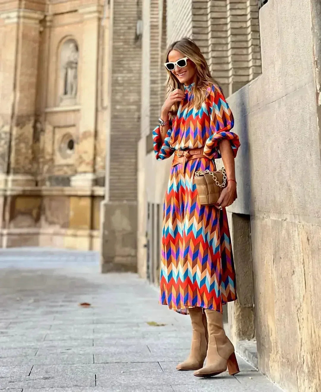Lydia - Geometric Prints Long Party Dress