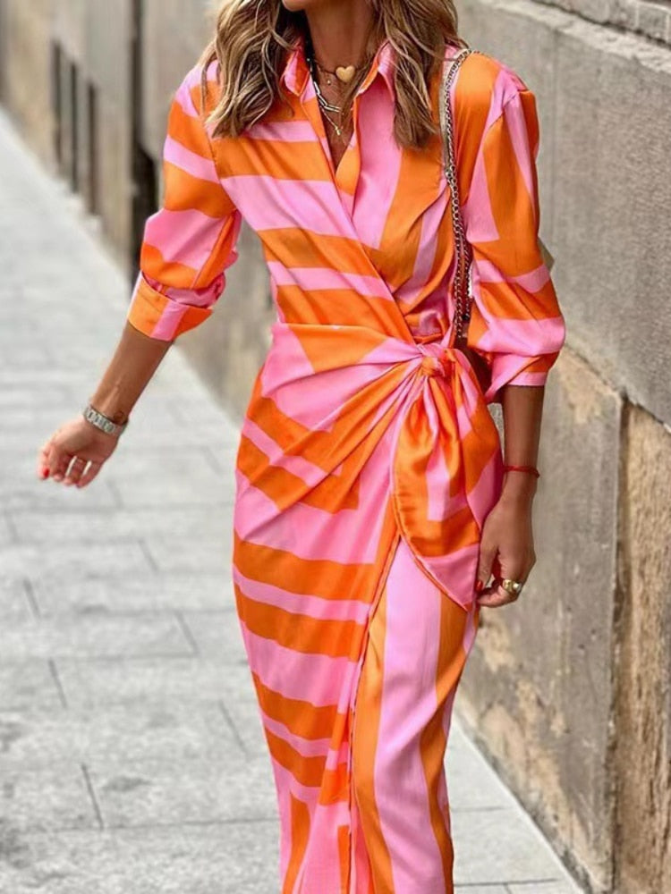 April - Striped Midi Shirt Dress