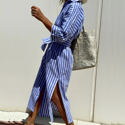Karina - Comfortable Striped Midi Dress