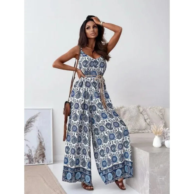 Rhea - Elegant Floral Belted Jumpsuit