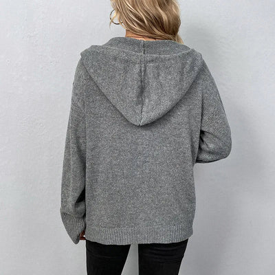 Women's knitted cardigan with hood