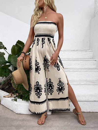 Kelly - Ethnic-Style Printed Strapless Jumpsuit