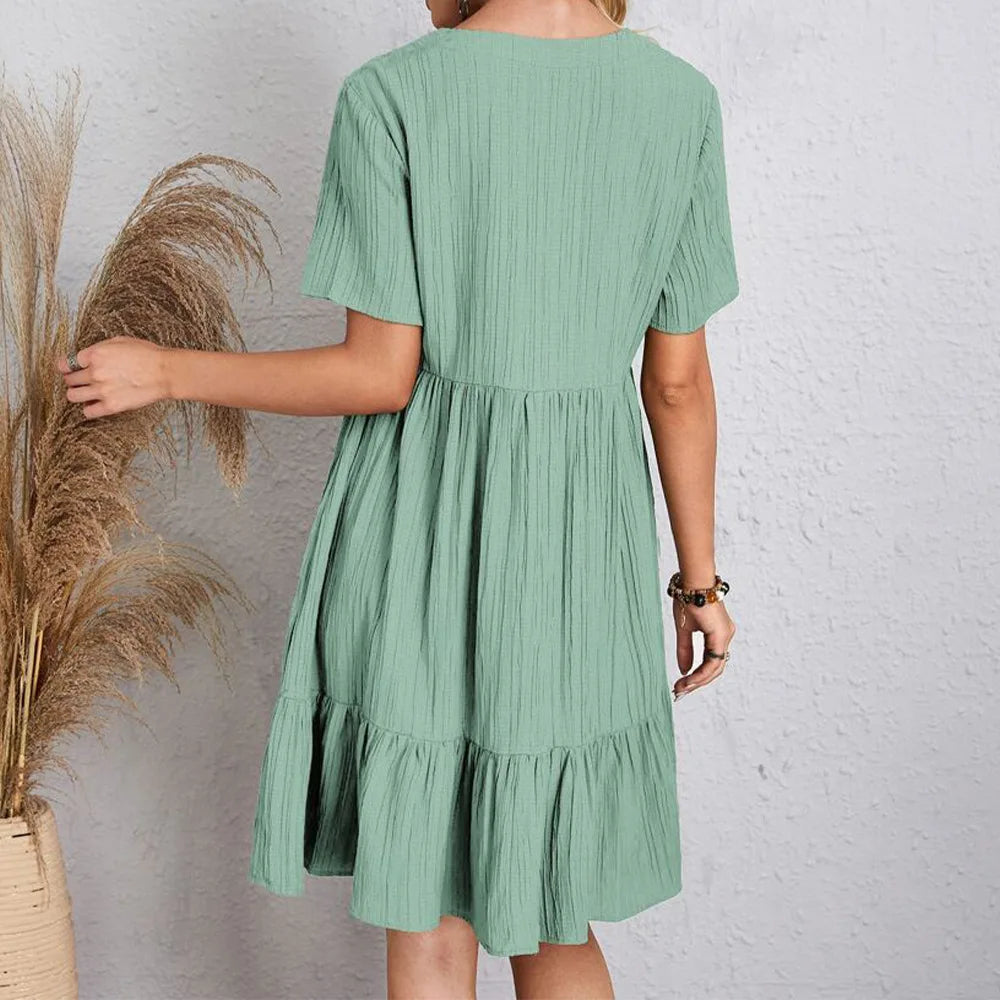 Clarissa - Trendy Boho Ruffle Hem Mini Dress
