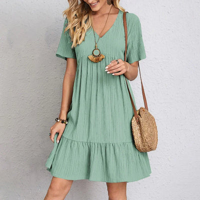 Clarissa - Trendy Boho Ruffle Hem Mini Dress