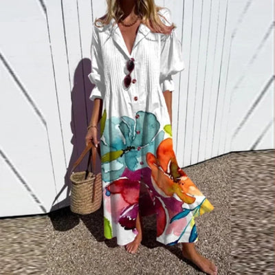 Ainsley - Bohemian Puff Sleeve Maxi Dress