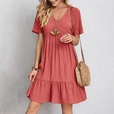 Clarissa - Trendy Boho Ruffle Hem Mini Dress