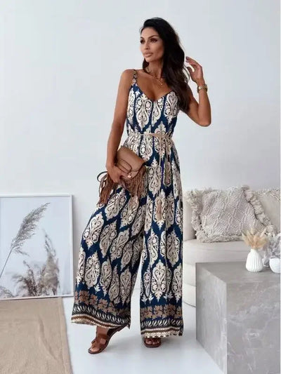 Lea - Elegant Floral Belted Jumpsuit