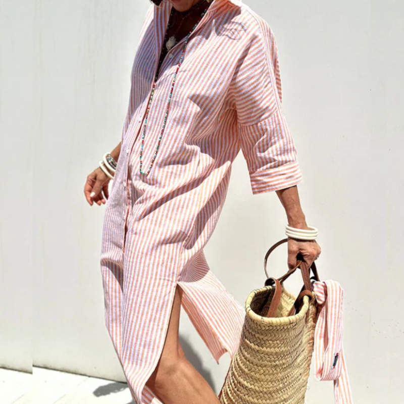 Karina - Comfortable Striped Midi Dress