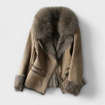 Kaye - Lambskin jacket with fur collar