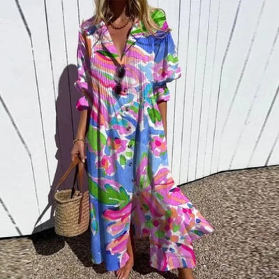 Ainsley - Bohemian Puff Sleeve Maxi Dress