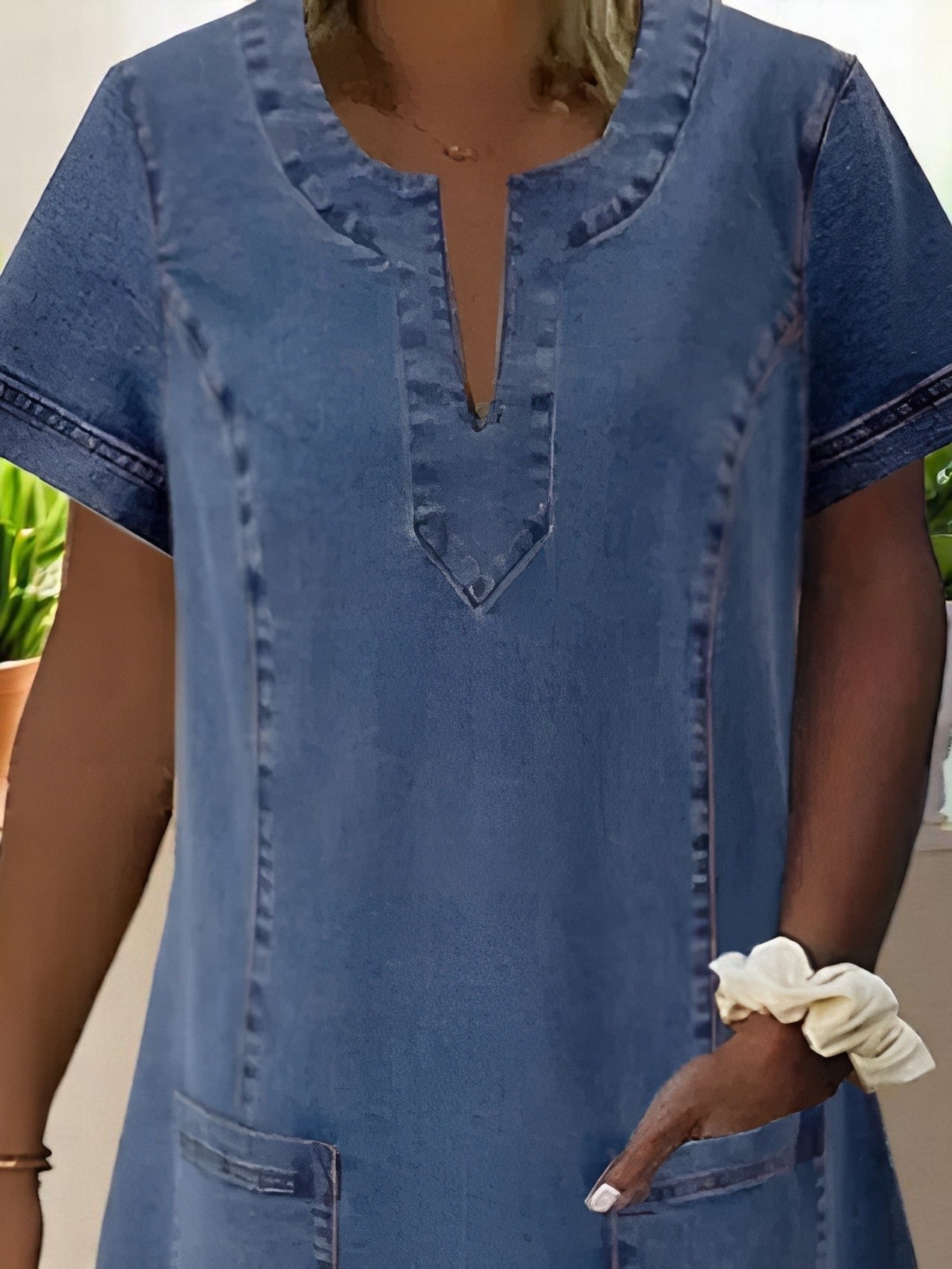 Delaney - Women’s Short Sleeves Soft Denim Dress