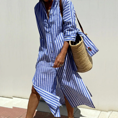 Karina - Comfortable Striped Midi Dress