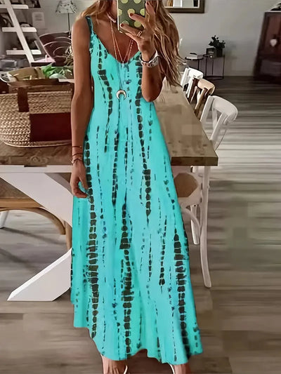 Olivia - Women's V-Neck Tie-Dye Maxi Dress