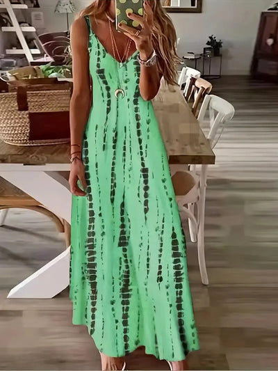 Olivia - Women's V-Neck Tie-Dye Maxi Dress