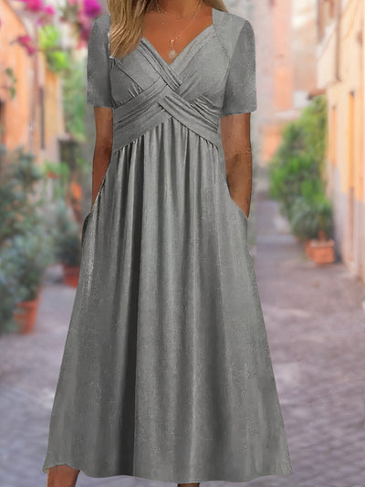 Phoebe -  Elegant Loose Fit V-Neck Dress