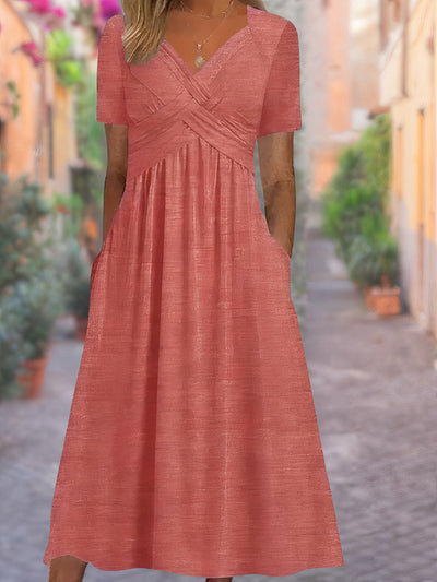 Phoebe -  Elegant Loose Fit V-Neck Dress