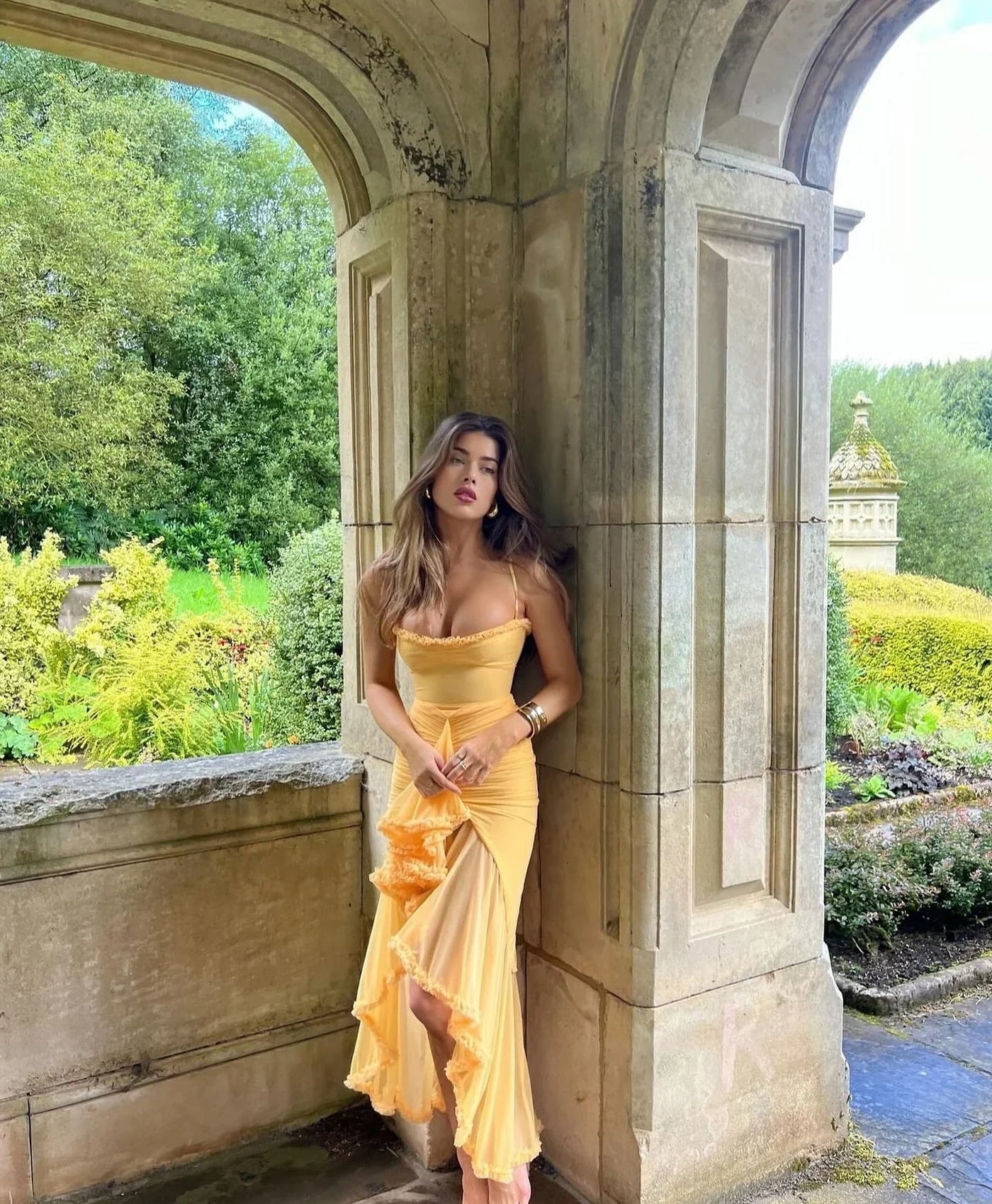 Clarissa™ - Yellow Mesh Maxi Dress