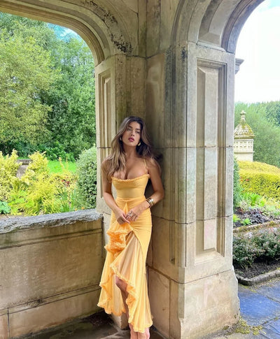 Clarissa™ - Yellow Mesh Maxi Dress