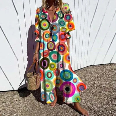 Ainsley - Bohemian Puff Sleeve Maxi Dress