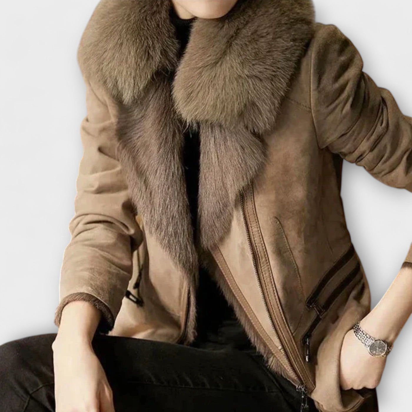 Kaye - Lambskin jacket with fur collar