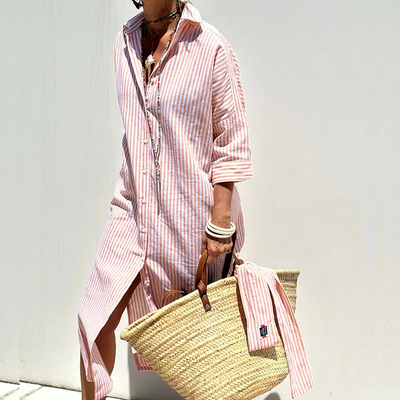 Karina - Comfortable Striped Midi Dress