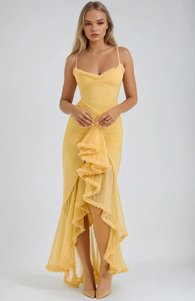 Clarissa™ - Yellow Mesh Maxi Dress