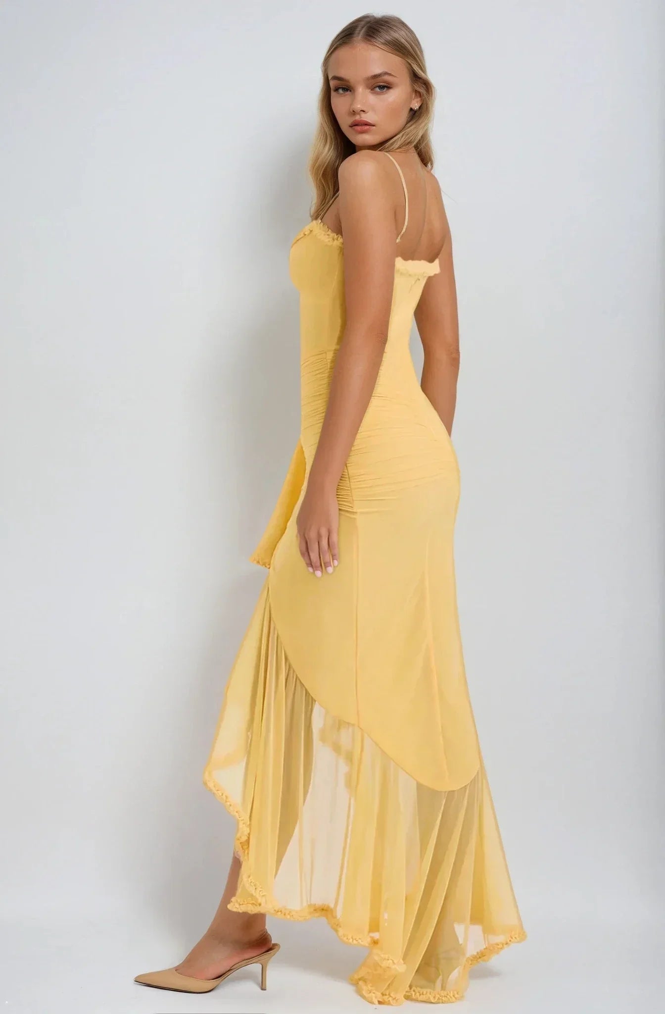 Clarissa™ - Yellow Mesh Maxi Dress
