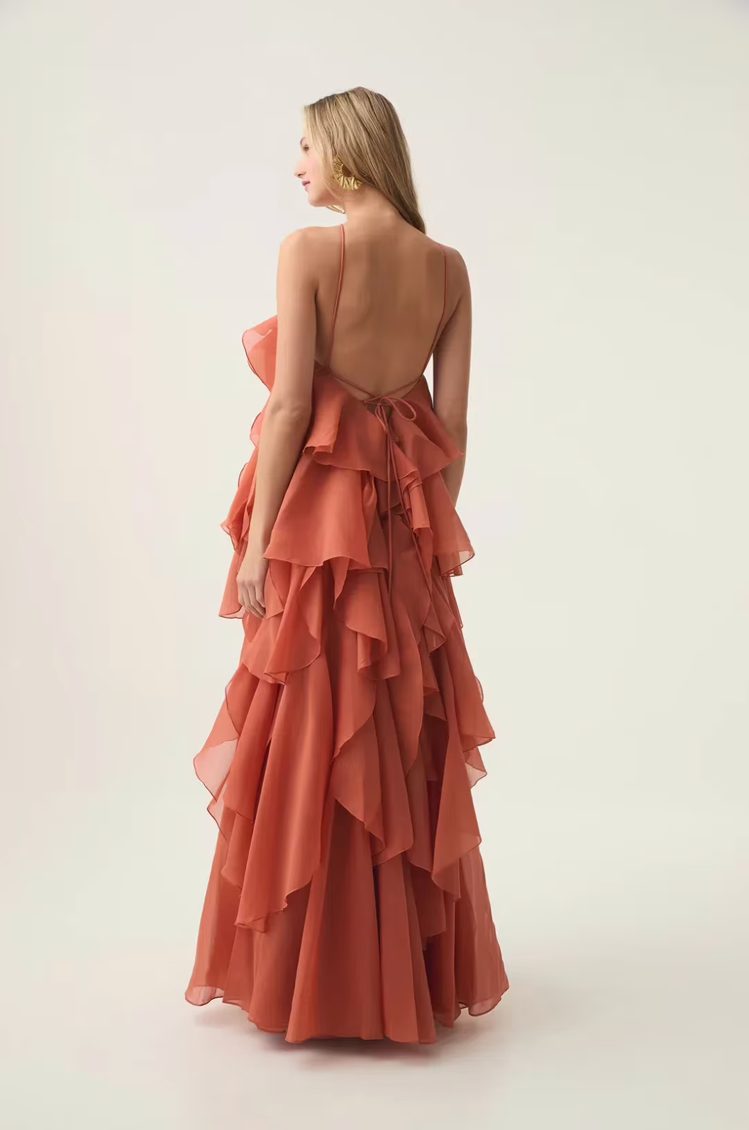 Pearl - Long Halter Ruffle Cocktail Dress