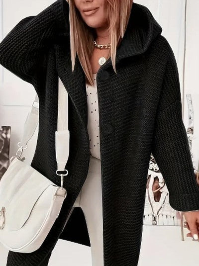 Women's Loose hooded long-sleeved cardigan