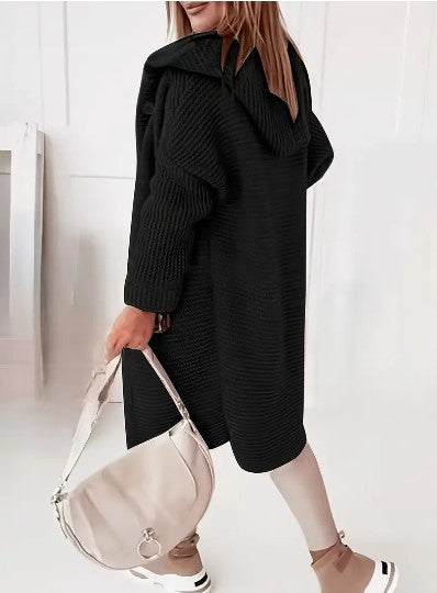 Women's Loose hooded long-sleeved cardigan
