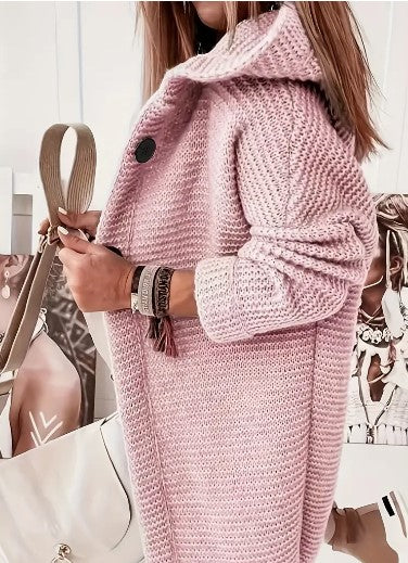Women's Loose hooded long-sleeved cardigan