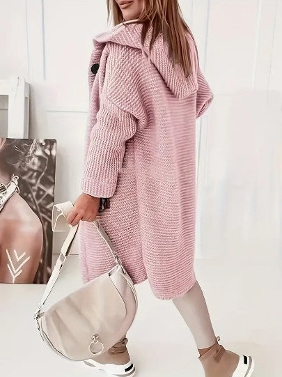 Women's Loose hooded long-sleeved cardigan